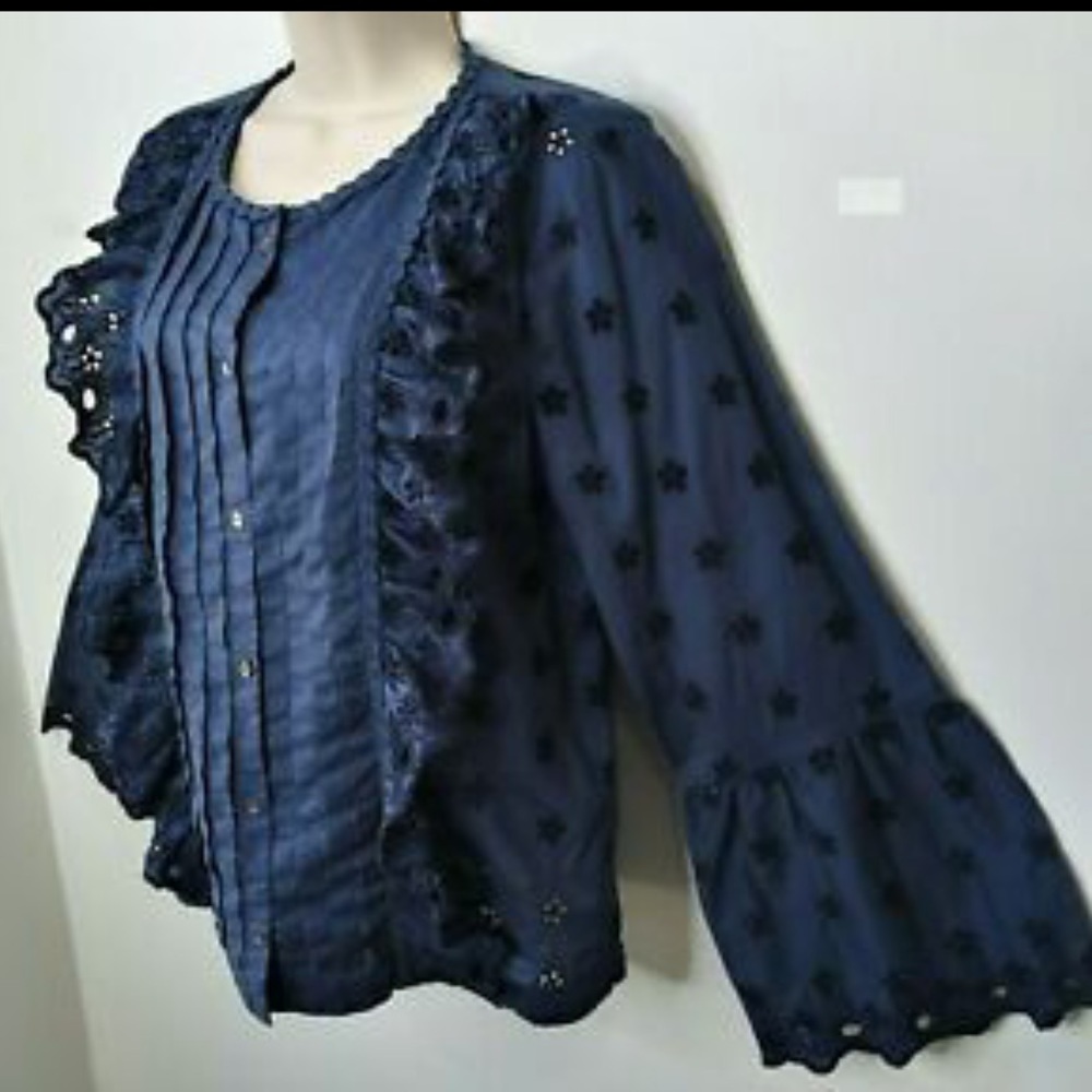 J Crew Eyelet Ruffle Blouse